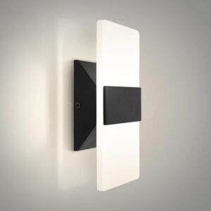 ASD 8 Inch LED Indoor Wall Sconce – Modern Interior 10W 120V 2700K-5000K Adjustable Dimmable Wall Mounted Light Fixtures, Acrylic Glass Wall Lights for Stairway, Hallway – ETL, Matte Black
