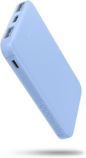 VANYUST S22 Portable Charger, Power Bank, 5000mAh External Battery Pack Compatible for iPhone 15 14 13 12 11 X Samsung S22 S21 Google iPad etc(Blue)