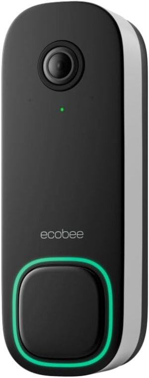 ecobee Smart Video Doorbell Camera (Wired) – with Industry Leading HD Camera, Smart Security, Night Vision, Person and Package Sensors, 2-Way Talk, and Video & Snapshot Recording