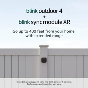 Blink Outdoor 4 + Sync Module XR — Wire-free smart security camera, two-year battery, go up to 400 feet from your home with extended range — 2 camera system