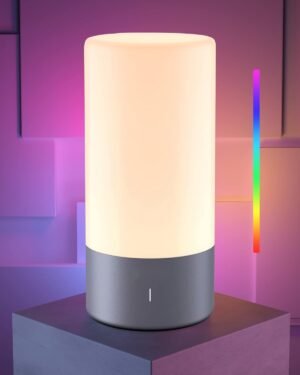 Table Lamp, [Advanced] Bedside Touch Control Lamp for Bedroom 3 Level Dimmable Warm White Lights with 256 RGB Color Mode Modern Deisgn Smart Nightstand Desktop LED Lamps Portable for Read