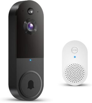 Wireless Wi-Fi Video Doorbell Camera with Night Vision, Two Way Audio, AI Motion Detection and Cloud Storage (Black)