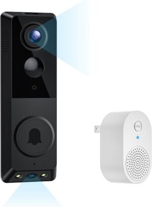 Security Video Doorbell Camera (Battery Powered), 2 Cameras (People and Package), Color Night Vision, AI Human Detection, 2-Way Talk, 2.4GHz Wi-Fi Only, Cloud Storage