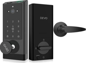DEVO G1 Smart Lock with Handle Set, 6-in-1 Keyless Entry Door Lock, Video Smart Deadbolt with Fingerprint, Built-in Wi-Fi, App Remote, Auto Lock, IP65 Waterproof Front Door Lock, Easy Install