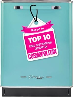Unique Appliances UGP-24CR DW T Classic Retro Built Extremely Quiet Dishwasher Machine for Home Use, 6 Wash Cycles, 14 Place Settings, 120 V, 24″, Ocean Mist Turquoise