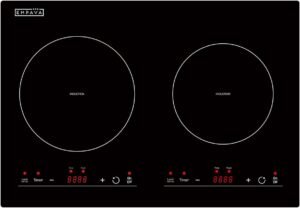 Empava IDC12B2 Horizontal Electric Stove Induction Cooktop with 2 Burners in Black Vitro Ceramic Smooth Surface Glass 120V, 12 Inch