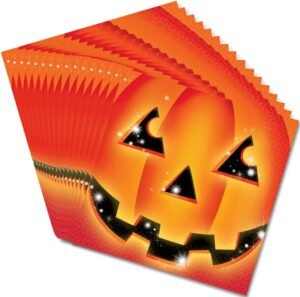 Perfect Pumpkin Orange Paper Napkins (Pack of 16), Stylish & Sustainable Tableware for Festive Fall Gatherings, 5″ x 5″