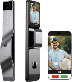 3D Face Recognition Smart Door Lock, WiFi Door Locks with Camera, Video Doorbell, Fingerprint, Passcodes, IC Card, Keyless Smart Mortise Lock, Alexa Door Locks for Front Door, Tuya APP