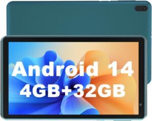 Tablet 7 inch Android 14.0 Tablet, 4GB+32GB ROM （1TB Expand）, Quad-Core, WiFi, GMS, Dual Camera, Educational, Games (Green)
