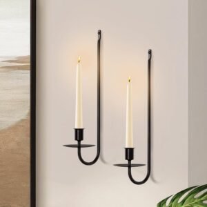 Candle Sconces Set of 2, XAROO Taper & Pillar Wall Candle Holder, Black Wall Sconces Set of Two, Decor for Entryway, Stair Corner, Living Room