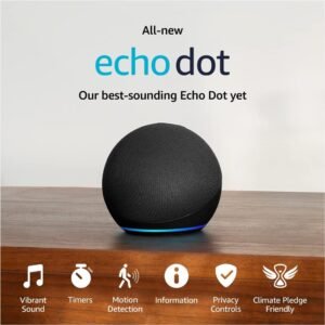 Like-New Amazon Echo Dot (newest model), Vibrant sounding Alexa speaker, Great for bedrooms, dining rooms and offices, Charcoal
