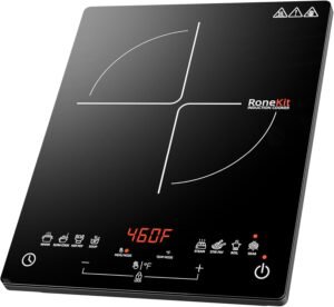 1800W Induction Cooktop Portable Electric Stove Countertop, 8 Preset Functions & Temp Settings, 2 Cooking Modes, Timer, Child Lock for Tiny Kitchen, Apartment, Camping, RV Countertop Burner