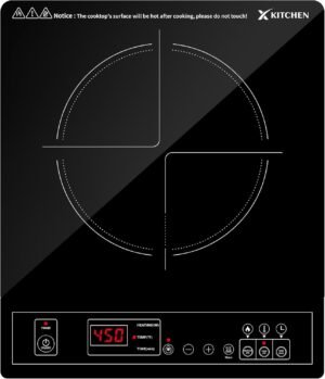 Portable Induction Cooktop, 1800W Induction Burner with 9 Power levels, 12 temperature levels(140℉-465℉), Safety Lock, 3-Hour Timer, Countertop Burner with Warm Function, Black, 110V