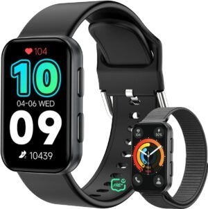 MorePro AIR2 Fitness Tracker, Smart Watch with 24/7 Heart Rate and Blood Pressure, Step Calorie Counter, Sleep Monitor, IP68 Waterproof Fitness Watch for Women Men Andriod iOS(Black)