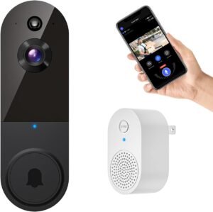 1080P Smart Wireless Video Doorbell Camera with Chime, AI Human Detection, 2.4G WiFi, Two-Way Talk, Battery Rechargeable, Night Vision, Real-Time Alerts, Weather-Resistant, Cloud Storage