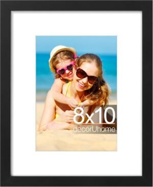 decorUhome 8×10 Picture Frame, Display Pictures 5×7 with Mat or 8×10 without Mat, Wall & Tabletop Display Photo Frame, Black, 1 Pack