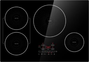 BIGoods 30 Inch Induction Hob Cooktop 4 Burners, Flat Glass Top Electric Stove with Bridge-SYNC, 3 Preset Modes Booster, Timer, Pause, Child Lock, Drop in, 208~240V/40A, Black