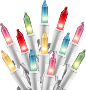 Easter Decorations Mini String Lights – 26.5 feet 100 Count Mini Light Set on White Wire Plug in End to End Connectable for Indoor Outdoor Party Yard Garden Patio Home Easter Decor, Multicolored