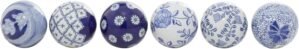 Deco 79 Glam Ceramic Orbs & Vase Filler with Assorted Patterns, Set of 6 3″D, Blue
