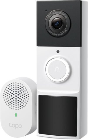 TP-Link Tapo Smart Video Doorbell Camera Wireless with Chime, 2K with Full Color Night Vison & Spotlights, No Monthly Fee, Ring Call, 160° Ultra-Wide View, Free AI Detection, Local Storage (D210)