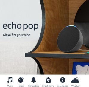 Amazon Echo Pop (newest model), Our smallest Alexa speaker, Fits in any room, Charcoal