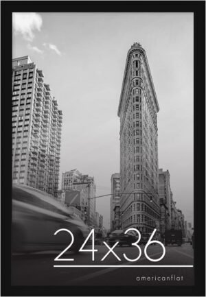 Americanflat 24×36 Poster Frame with Polished Plexiglass – Black Picture Frame – Wide Photo Frames Made of Engineered Wood for Vertical or Horizontal Wall Display – Epic Collection – Black