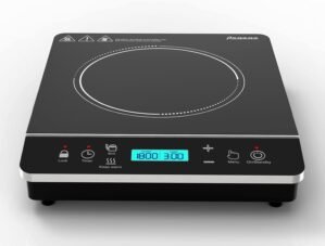 Panana Portable Induction Cooktop, 1800 Watts Induction Burner with LCD Sensor Touch, Induction Hot Plate with Safety Shutoff Function for Cooking, Single (BLUE LCD Dispaly – Silver)