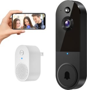 1080P Wireless Video Doorbell Camera, Night Vision, Intelligent AI Detection, Two-Way Audio, 2.4GHz Wi-Fi Support, Chime Included, Battery Powered, Cloud Storage (Sold Seperately)