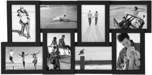Malden International Designs Black 8 Opening 4×6 Collage Photo Frame