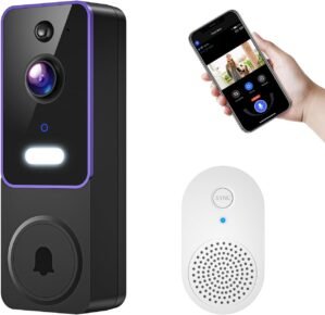 1080p Wireless Video Doorbell Camera with Chime, Color Night Vision, 2-Way Talk, AI Human Detection and Instant Alerts, 2.4G WiFi, Cloud Storage Service, Battery Powered