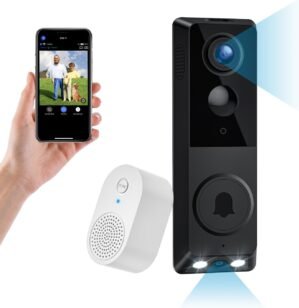 1080p Dual Camera Wireless Video Doorbell with Chime, 2.4G Wi-Fi, Color Night Vision, Intelligent Alerts Powered by AI, Two-Way Talk, Cloud Service