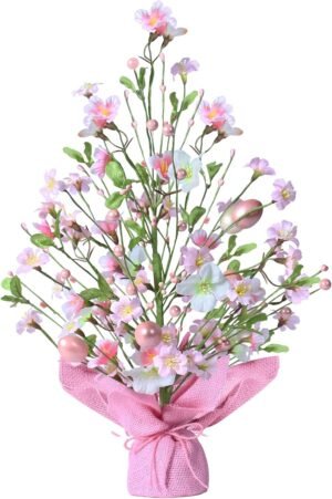 Super Holiday Easter Decorations, 18 Inch Artificial Easter Pink Egg Flower Tree Tabletop Decorations, for Home Party Wedding Holiday Spring Summer Decor.