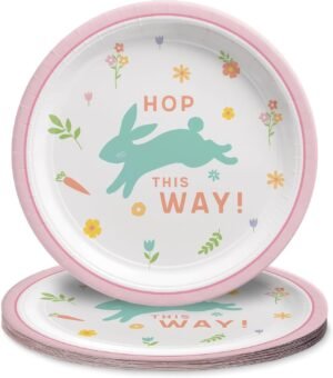 Amscan Charming Plates, 7″ (8-Pack) – Vibrant & Eco-Friendly Tableware, Perfect for Festive Celebrations, Easter Wishes