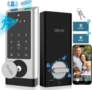 DEVO G1 Video Smart Lock with Camera & Doorbell, 6-in-1 Keyless Entry Door Lock with Fingerprint, App Remote, Auto Lock, Built-in Wi-Fi Smart Deadbolt for Front Door, IP65 Waterproof, Easy Install