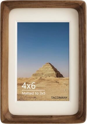 Natural Wood Photo Frames Inspired Tabletop Picture Frame with Mat, Vertical or Horizontal Display (Walnut, 4×6 matted to 3×5)