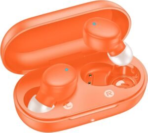 kurdene Wireless Earbuds Bluetooth 5.3 in Ear Buds Light Weight Headphones,Deep Bass Sound,Built in Mics Headset,Clear Calls Earphones for Sports Workout Orange