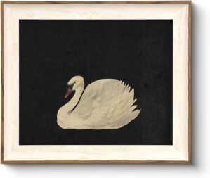 VIYYIEA Framed Wall Art for Living Room, Swan Art Canvas Prints, Vintage Home Decor, Animal Oil Painting Picture, Bathroom Wall Decor Gifts for Friends or Family -【Zwaan】-(10L x 8W)