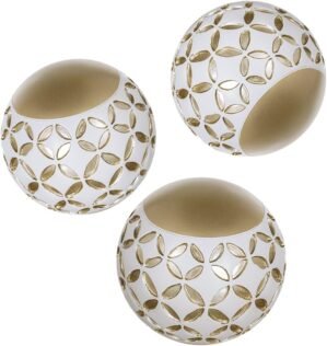 Creative Scents Schonwerk Diamond Lattice Decorative Orbs for Bowls and Vases (Set of 3) Resin Spheres Balls for Living, Dining Room Decor – Coffee Table Centerpiece Home Decor – Great Gift Idea
