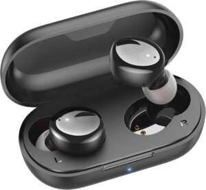 kurdene Wireless Earbuds Bluetooth 5.3 in Ear Buds Light Weight Headphones,Deep Bass Sound,Built in Mics Headset,Clear Calls Earphones for Sports Workout Glossy Black