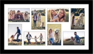 Americanflat 12×22 Collage Picture Frame with Polished Plexiglass – Fits Eight 4×6 Photos or One 12×22 Photo – Gallery Wall Frame Set – Signature Collection – Photo Frame for Wall Display – Black