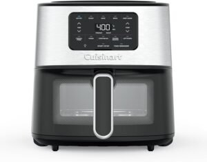 Cuisinart Air Fryer Oven, 6-Qt Basket Stainless Steel Air Fryer, Kitchen Dishwasher-Safe Parts with 5 Presets Roast, Bake, Broil, Air Fry and Keep Warm, Quick & Easy Electric Fryer, AIR-200