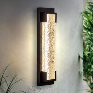 Hyunbae Outdoor Wall Light, 18.9″ Large LED Modern Outdoor Wall Sconce, 16W 2700K Dimmable Waterproof Exterior Lighting Fixture with Acrylic Water Ripple for Front Door, Porch, Garage