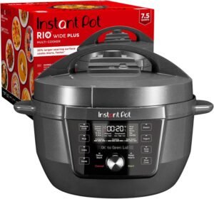 Instant Pot RIO Wide Plus, 7.5 Quarts 35% Larger Cooking Surface, WhisperQuiet Steam Release, 9-in-1 Electric Multi-Cooker, Pressure Slow Cooker, Rice Cooker, Steamer, Sauté, Cake & Warmer, XL
