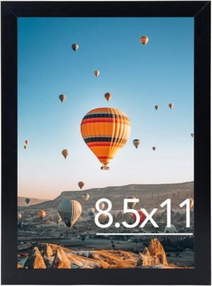 8.5×11 inch Picture Frame Black for Certificate Poster and Photo, Horizontal and Vertical Formats for Wall Hanging or Tabletop, 8.5×11 Frame with Shatter Resistant Plexiglass, Black