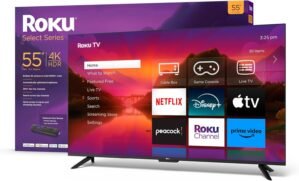 Roku Smart TV – 55-Inch Select Series 4K HDR RokuTV with Roku Enhanced Voice Remote, Brilliant 4K Picture, Automatic Brightness, & Seamless Streaming – Live Local News, Sports, Family Entertainment