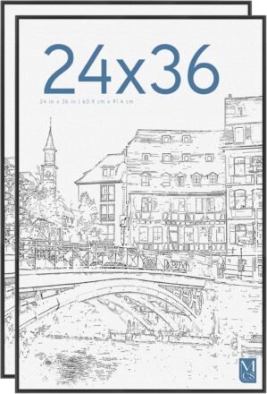 MCS Original Poster Frame 24×36 Black Lightweight Vertical & Horizontal Wall Hanging Large Picture Frame for Posters, Art Prints & Gallery Wall (2-Pack)