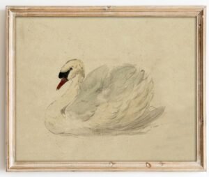 Kizbok Vintage Wall Art Decor Classical Swan Canvas Prints Farmhouse Wall Decor Rustic Watercolor Swan Vintage Art Pictures for Bedroom Bathroom Office Decor(8″ x 10″-UNFRAMED)