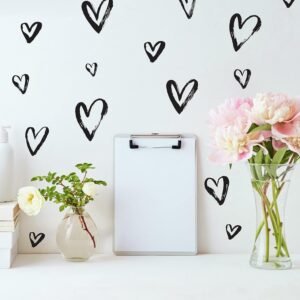 RoomMates RMK4884SCS Black Sketchy Hearts Peel and Stick Wall Decals