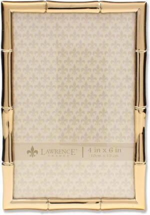 Lawrence 712246 4-Inch W x 6-Inch H Gold Metal Picture Frame with Bamboo Design
