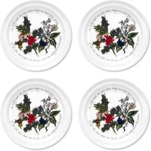 Portmeirion Holly and Ivy 10-inch Christmas Dinner Plates (Set of 4) – Festive Tableware, Beautiful Holly Motif – Microwave, Dishwasher, Freezer, Oven Safe – Holiday Dining & Seasonal Entertaining